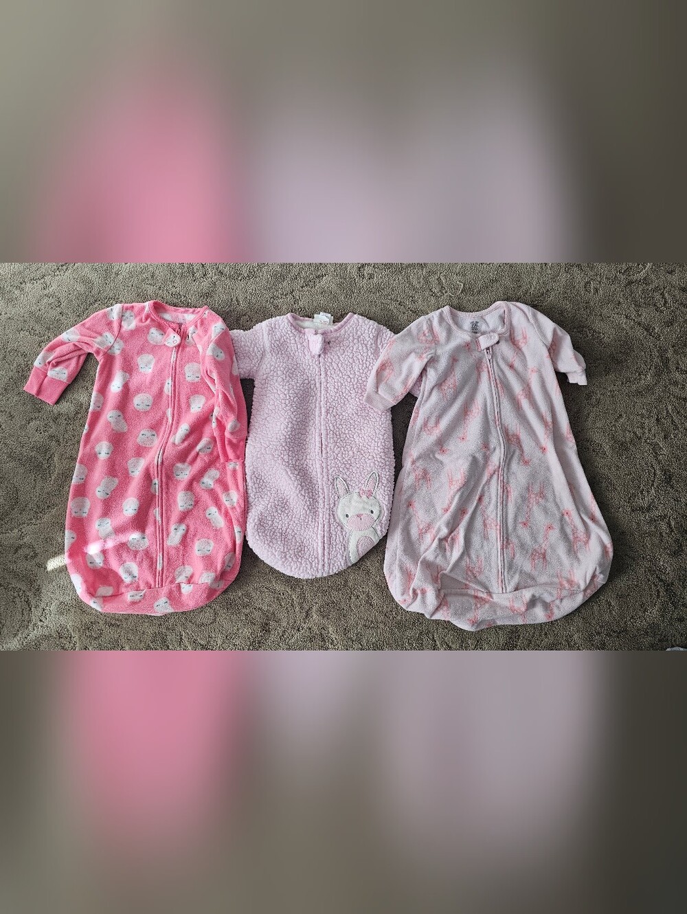 Carter's Pink Plush Sleep Sacks Trio